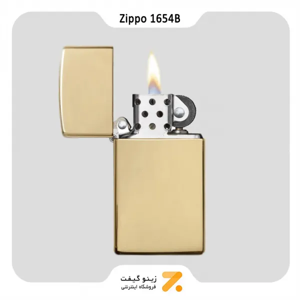 فندک بنزینی زیپو طلایی سری اسلیم مدل 1654 بی-Zippo Lighter 1654B SLIM SOLID BRASS W/O LETTERS