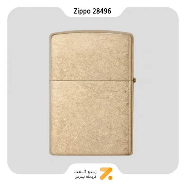 فندک بنزینی زیپو طلایی مدل 28496-Zippo Lighter 28496 ARMOR TUMBLED BRASS