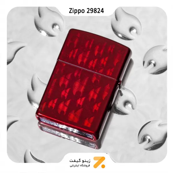 فندک بنزینی زیپو قرمز طرح شعله مدل 29824-Zippo Lighter ​29824 21063 ICED ZIPPO FLAME DESIGN
