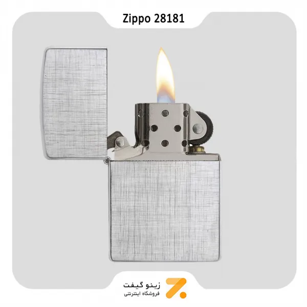 فندک بنزینی زیپو مدل 28181 بدنه بافت عمودی و افقی-​Zippo Lighter 28181-000009 REG LINEN WEAVE
