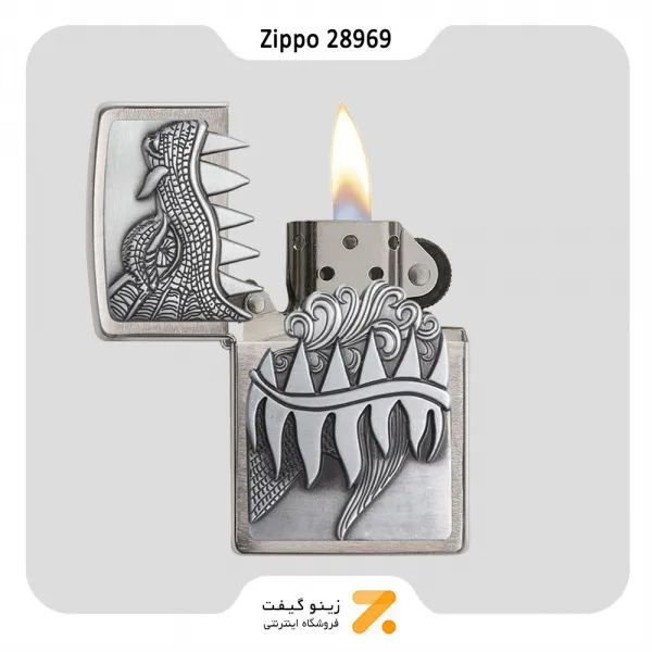 فندک بنزینی زیپو مدل 28969 طرح برجسته اژدها-Zippo Lighter 28969 FIRE BREATHING DRAGON