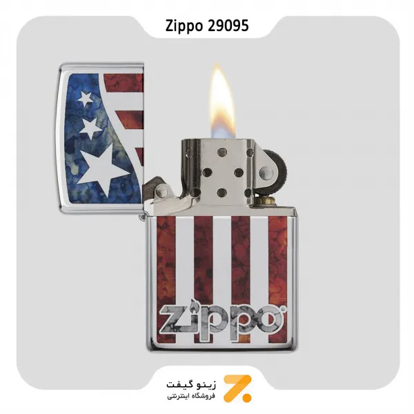 فندک بنزینی زیپو مدل 29095 طرح پرچم آمریکا-Zippo Lighter 29095 ZIPPO US FLAG