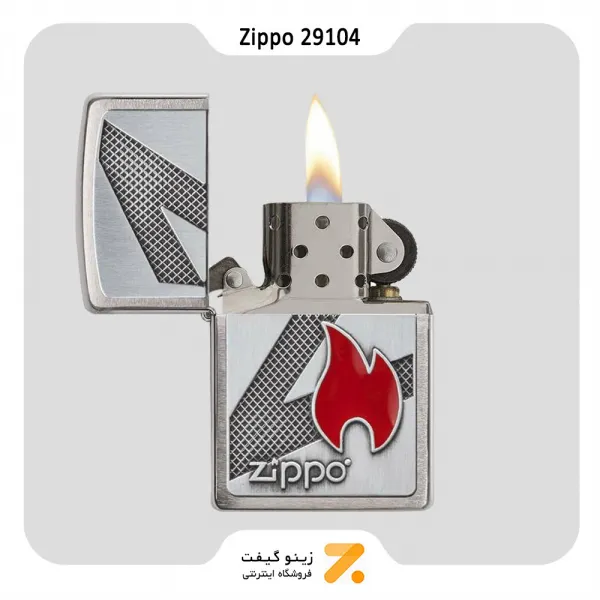 فندک بنزینی زیپو مدل 29104 طرح برجسته لوگو زیپو-Zippo Lighter 29104 Z FLAME