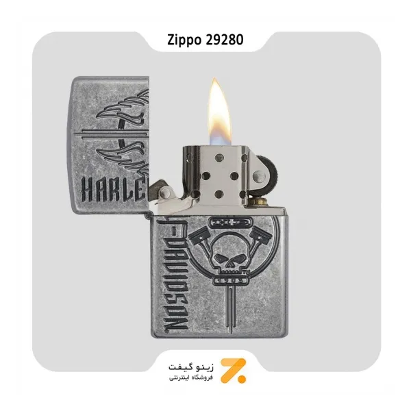 فندک بنزینی زیپو مدل 29280 طرح اسکلت هارلی دیویدسون-Zippo Lighter 29280 28973 HARLEY DAVIDSON HD 1903