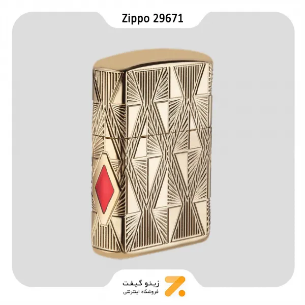 فندک بنزینی زیپو مدل 29671  روکش طلا-Zippo Lighter 29671 LUXURY DIAMOND DESIGN