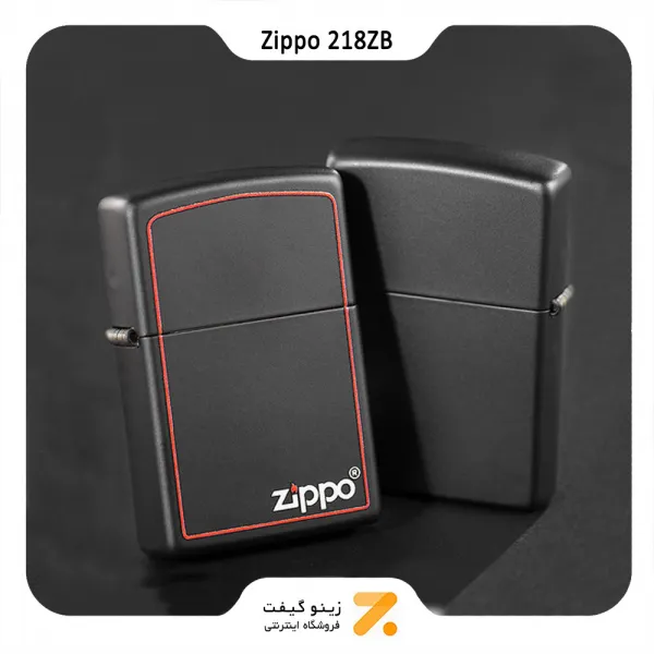 فندک بنزینی زیپو مشکی با حاشیه قرمز مدل 218 زد بی-Zippo Lighter 218ZB-BLKMATTE WZIP.BORDER-720060182