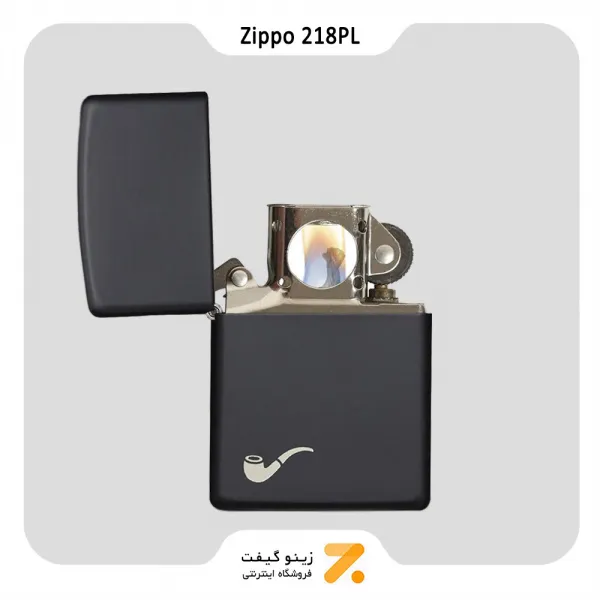 فندک بنزینی زیپو مشکی طرح پیپ مدل 218 پی ال-​Zippo Lighter 218PL-BLACK MATTE PIPE LITR-720060428