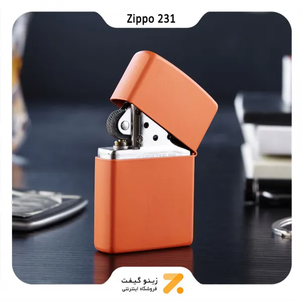 فندک بنزینی زیپو نارنجی مدل 231-​Zippo Lighter 231 REGULAR ORANGE MATTE