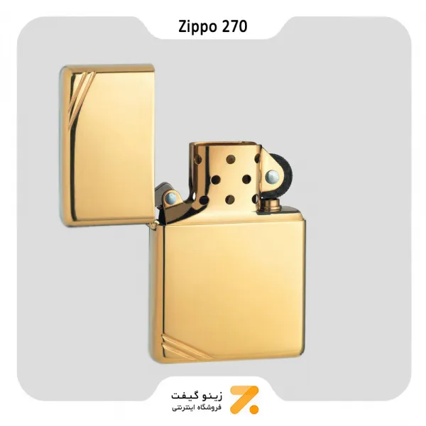 فندک بنزینی زیپو وینتیج طلایی مدل 270-Zippo Lighter 270 VINTAGE HP BRASS