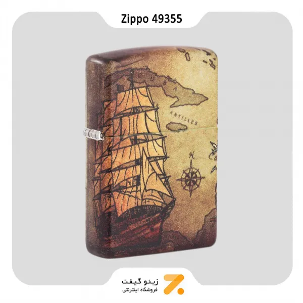 فندک زیپو 540 رنگ طرح کشتی دزدان دریایی مدل 49355-​Zippo Lighter 49355 Pirate Ship Design