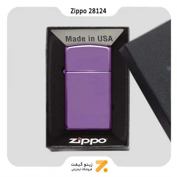 فندک زیپو اسلیم بنفش براق مدل 28124-Zippo Lighter 28124 000009 NEW SLIM ABYSS