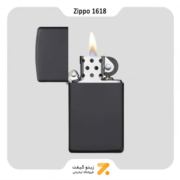 فندک زیپو اسلیم مشکی مدل 1618-​Zippo Lighter 1618-BLACK MATTE SLIM