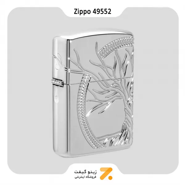 فندک زیپو تمام نقره طرح درخت زندگی مدل 49552-Zippo Lighter Sterling Silver Tree of Life Design