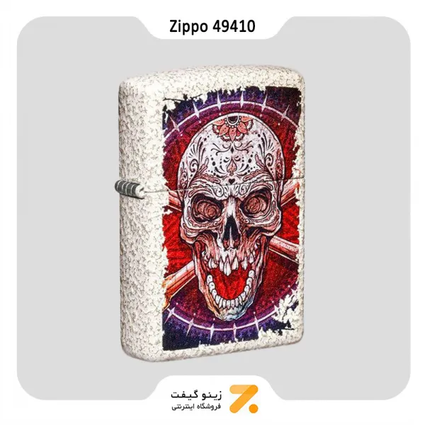 فندک زیپو سفید ضد خش طرح اسکلت مدل 49410-​Zippo Lighter 49410 Skull Design​​