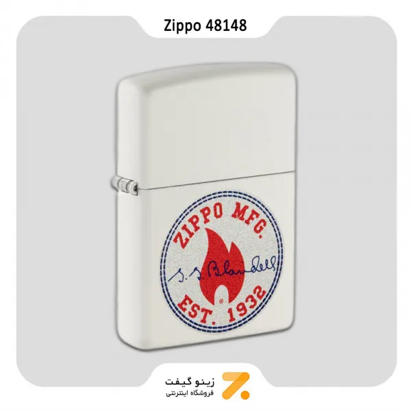 فندک زیپو سفید طرح زیپو دیزاین مدل 48148-​​Zippo Lighter 48148 214 ZIPPO DESIGN