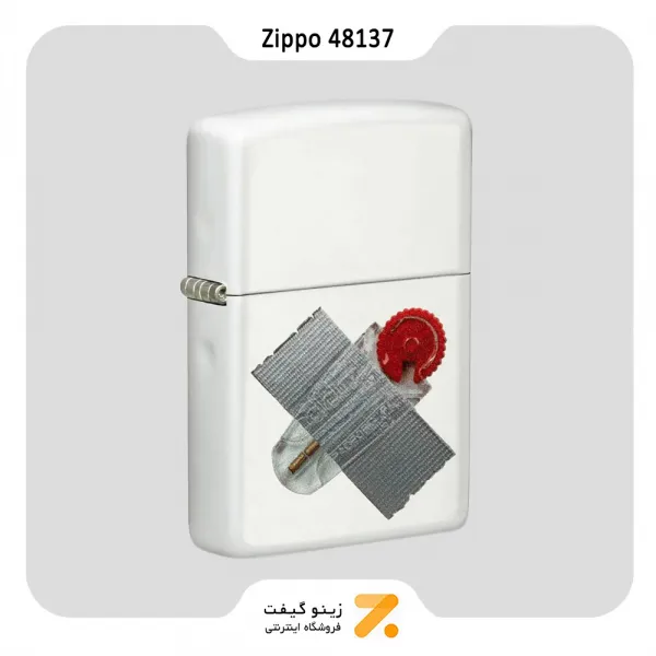 فندک زیپو سفید طرح سنگ زیپو مدل 48137-Zippo Lighter ​48137 214 STUPID ART FLINT DISPENSE