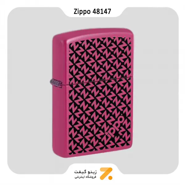 فندک زیپو صورتی پر رنگ طرح لوگو زیپو مدل 48147-Zippo Lighter ​48147 49846 ZIPPO DESIGN
