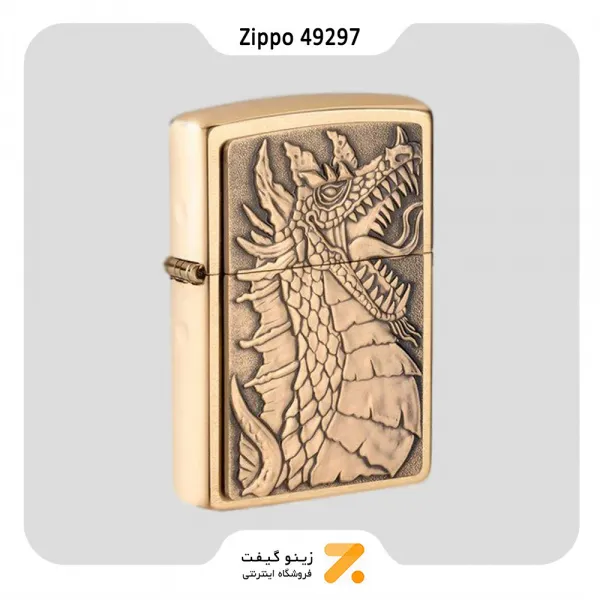 فندک زیپو طلایی مدل 49297 طرح اژدها-Zippo Lighter 49297 204B DRAGON 1 EMBLEM