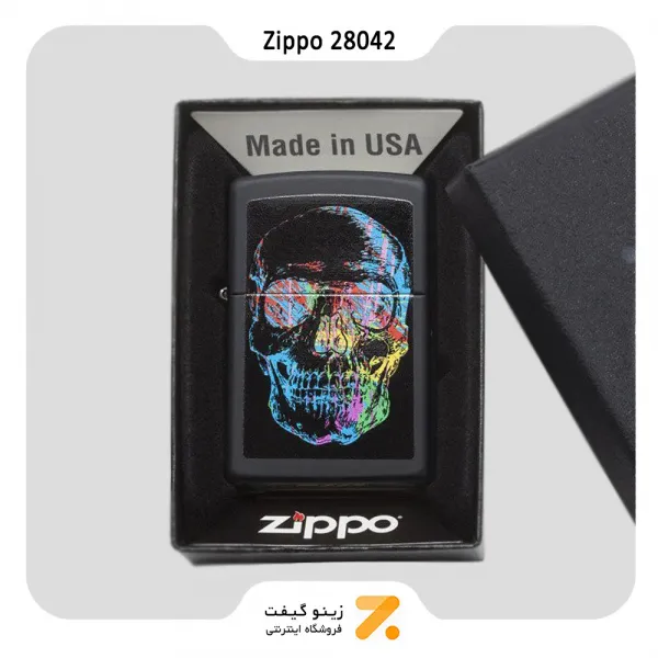 فندک زیپو مدل 28042 طرح اسکلت-Zippo Lighter 28042 Skull Black Matte​