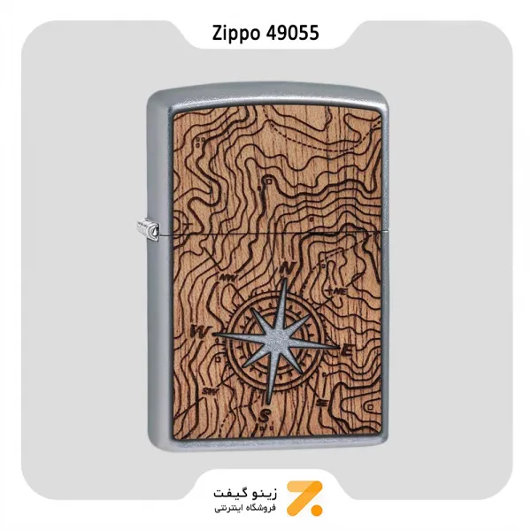 فندک زیپو مدل 49055 طرح قطب نما با روکش چوب طبیعی-Zippo Lighter 49055 207 WOODCHUCK COMPASS