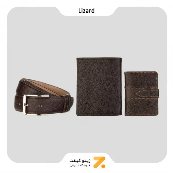 ست هدیه مردانه لیزارد مدل چرم طبیعی کد ال زد 2203-3-​Lizard Leather SN-LTLZ-2203-3