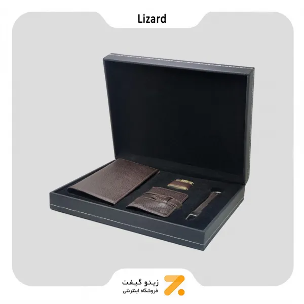 ست هدیه مردانه لیزارد مدل چرم طبیعی کد ال زد 4104-Lizard Leather LZ4104