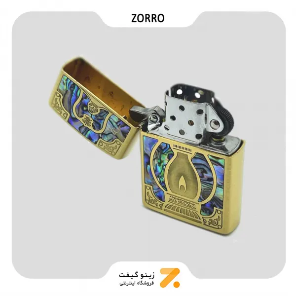 فندک بنزینی زورو صدفی طرح قفل مدل 8750-​Zorro Lighter SN-LIZO-2104-29