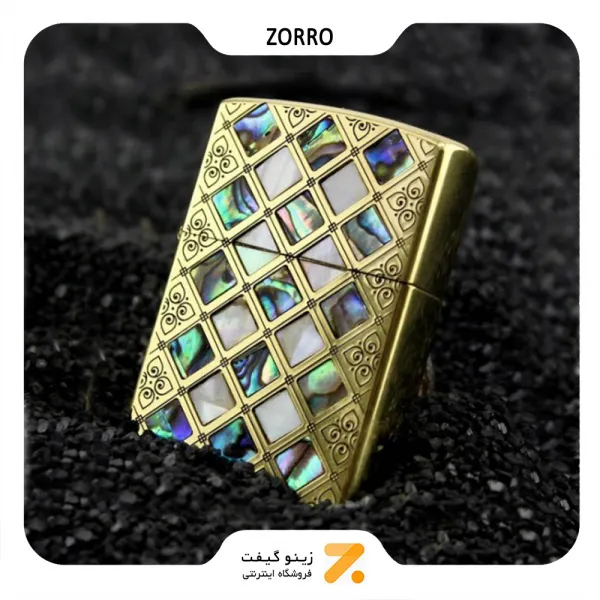 فندک بنزینی زورو صدفی طرح مشبک مدل 91584-​Zorro Lighter SN-LIZO-2104-26