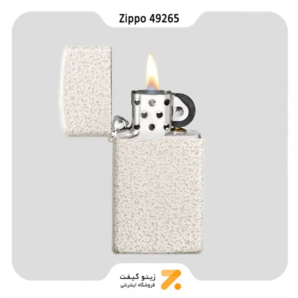 فندک بنزینی زیپو اسلیم آسفالتی سفید مدل 49265-​Zippo Lighter 49265 SLIM MERCURY GLASS