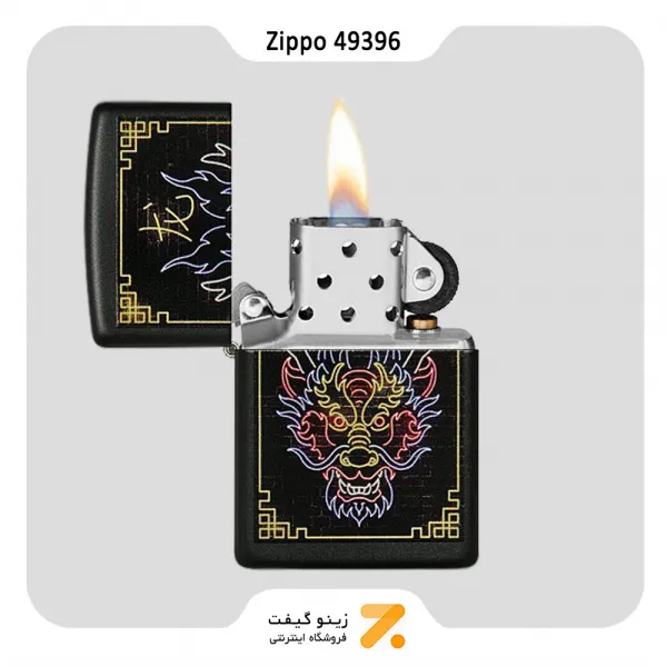 فندک بنزینی زیپو طرح اژدها مدل 49396-Zippo Lighter ​49396 218 NEON DRAGON DESIGN