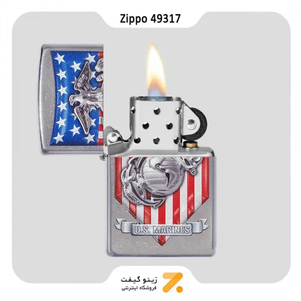 فندک بنزینی زیپو طرح تفنگداران دریایی ایالات متحده مدل 49317-​Zippo Lighter ​49317 -087152 207 USMC