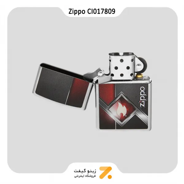 فندک بنزینی زیپو طرح شعله و لوگو زیپو مدل سی آی 017809-Zippo Lighter 250 CI017809 ZIPPO
