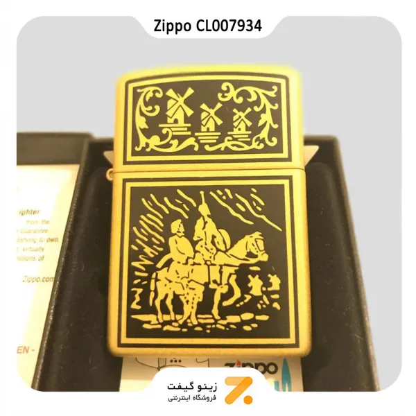 فندک بنزینی زیپو طلایی طرح لامانچا مدل ال آی 007934-​Zippo Lighter 21126 CL007934 LA MANCHA