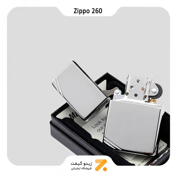 فندک بنزینی زیپو وینتیج مدل 260-Zippo Lighter 260 High Polish Chrome Vintage