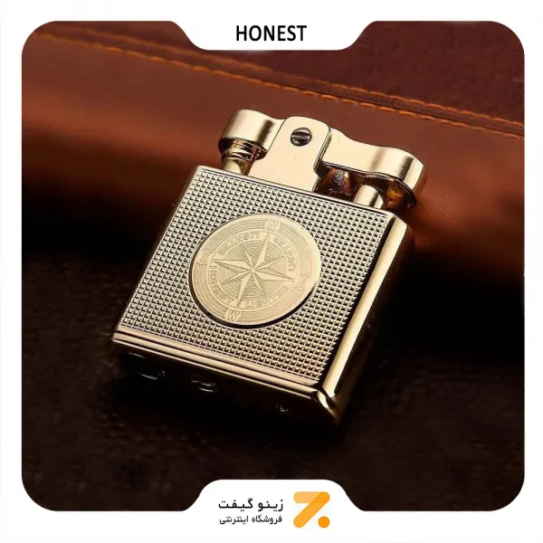 فندک بنزینی هانست طلایی مدل 2201-74-​Honest Lighter SN-LIHN-2201-74