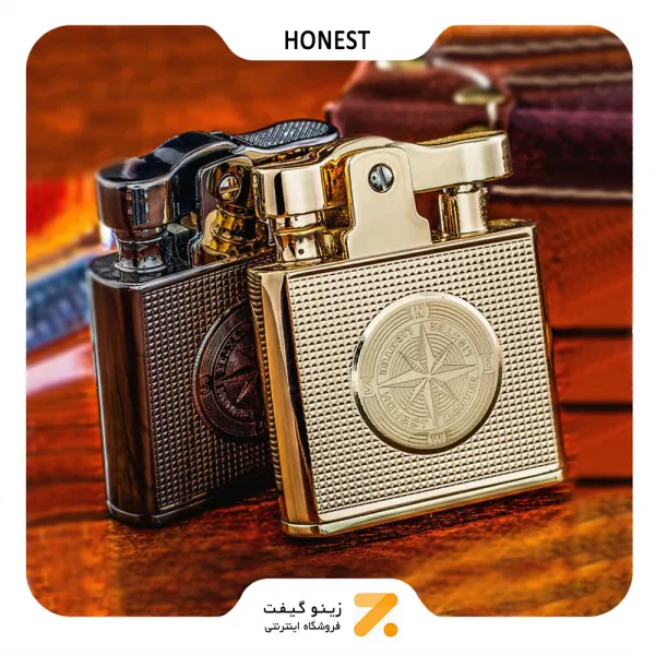 فندک بنزینی هانست طلایی مدل 2201-74-​Honest Lighter SN-LIHN-2201-74