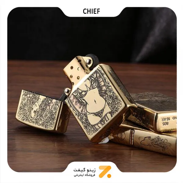 فندک بنزینی چیف رنگ طلایی مدل سی اف 1060 وای تی-​Chief Lighter SN-LICH-2104-19