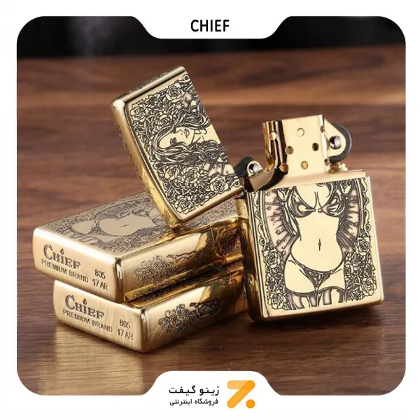 فندک بنزینی چیف رنگ طلایی مدل سی اف 1060 وای تی-​Chief Lighter SN-LICH-2104-19