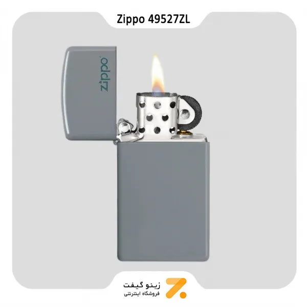 فندک زیپو اسلیم طوسی مدل 49527 زد ال-​Zippo Lighter 49527ZL Slim Flat Grey Matte