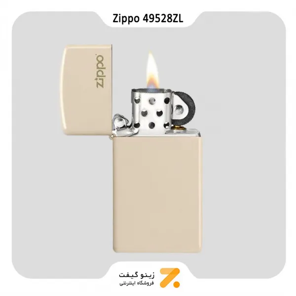 فندک زیپو اسلیم کرم رنگ مدل 49528 زد ال-​Zippo Lighter 49528ZL Slim Flat Sand Zippo Lighter