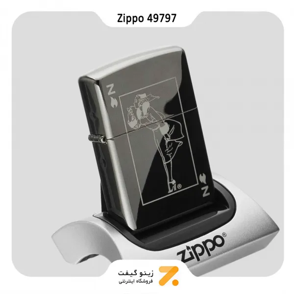 فندک زیپو بلک آیس طرح لیدی مدل 49797-Zippo Lighter 49797 150 WINDY DESIGN