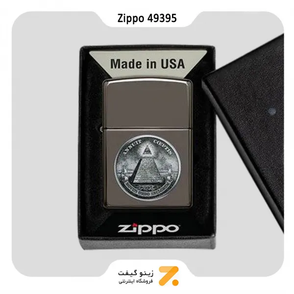فندک زیپو بلک آیس طرح مهر بزرگ دلار آمریکا مدل 49395-Zippo Lighter 49395 150 DOLLAR DESIGN