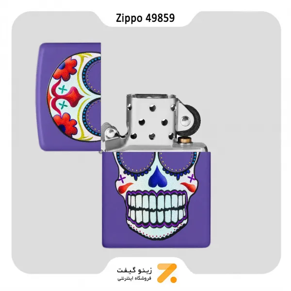 فندک زیپو بنفش طرح اسکلت مدل 49859-Zippo Lighter 49859 237 DAY OF THE DEAD