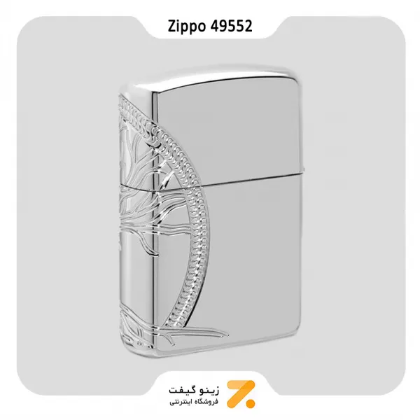 فندک زیپو تمام نقره طرح درخت زندگی مدل 49552-Zippo Lighter Sterling Silver Tree of Life Design