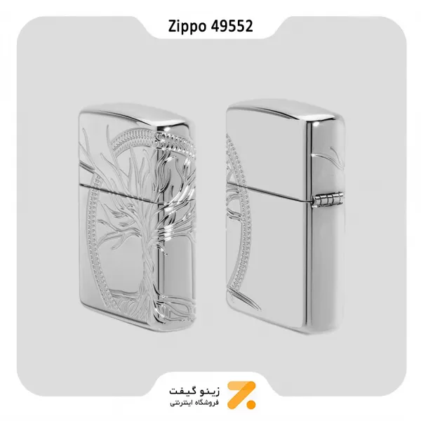 فندک زیپو تمام نقره طرح درخت زندگی مدل 49552-Zippo Lighter Sterling Silver Tree of Life Design