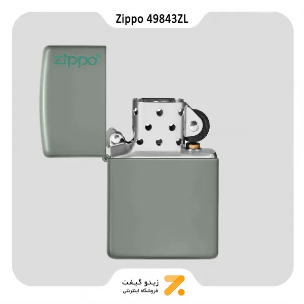 فندک زیپو سبز مدل 49843 زد ال-Zippo Lighter ​49843ZL SAGE GREEN ZIPPO LOGO