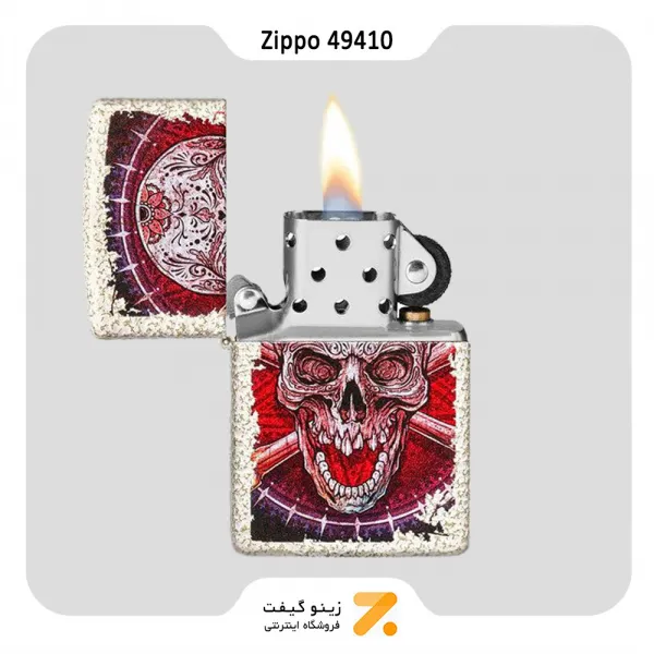 فندک زیپو سفید ضد خش طرح اسکلت مدل 49410-​Zippo Lighter 49410 Skull Design​​