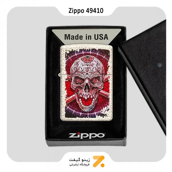 فندک زیپو سفید ضد خش طرح اسکلت مدل 49410-​Zippo Lighter 49410 Skull Design​​