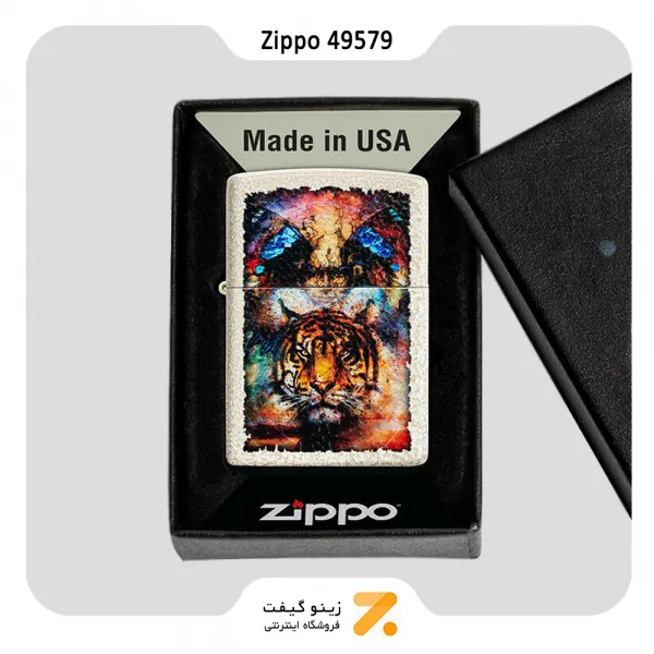فندک زیپو سفید ضد خش طرح ببر مدل 49579-Zippo Lighter 49579 49181 TIGER DESIGN