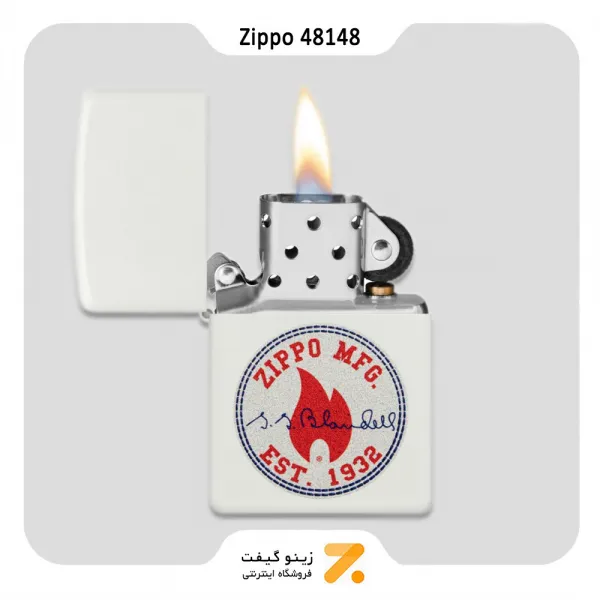 فندک زیپو سفید طرح زیپو دیزاین مدل 48148-​​Zippo Lighter 48148 214 ZIPPO DESIGN